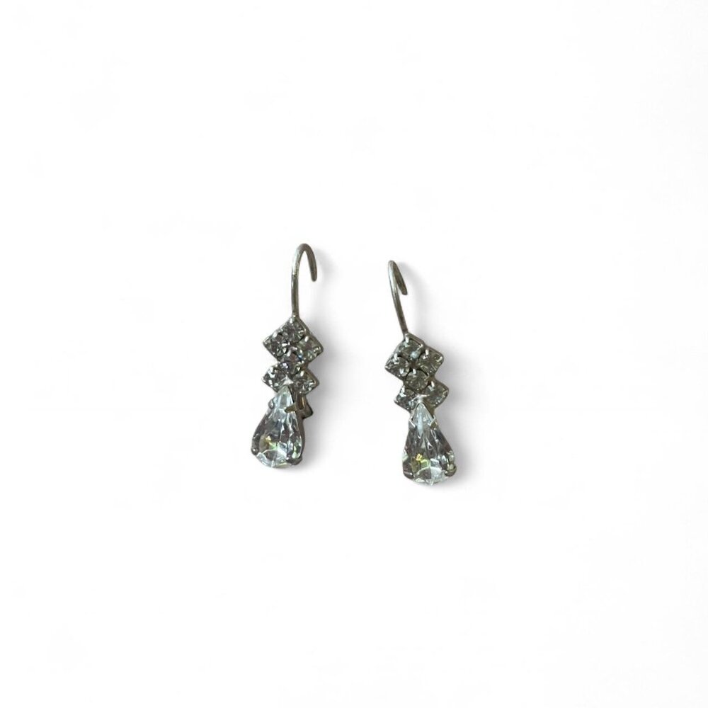 Faux diamond sterling silver hoop earrings